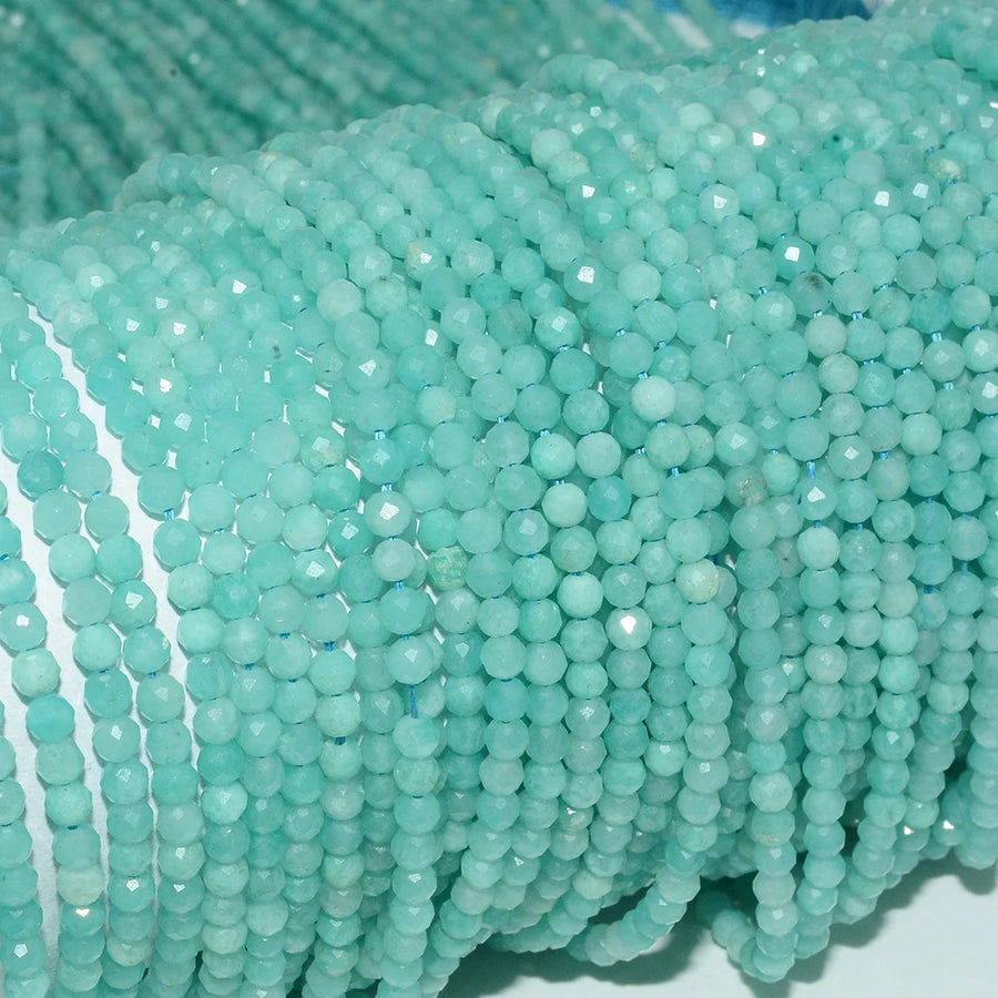 Natural Peru Amazonite Faceted Round Beads 3.2mm