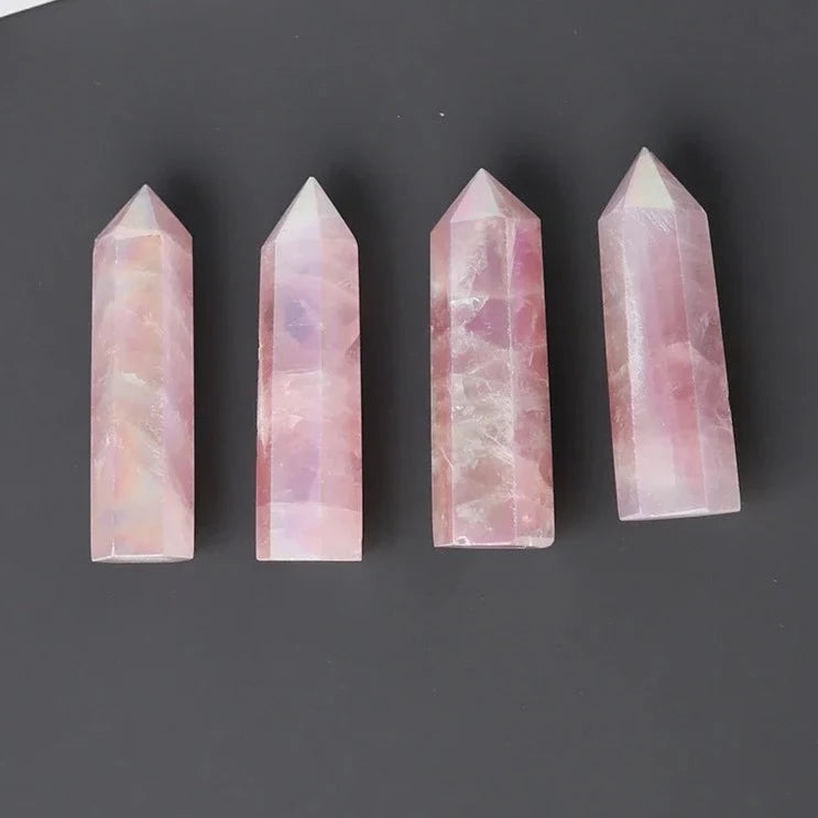 Natural Aura Rose Quartz Tower