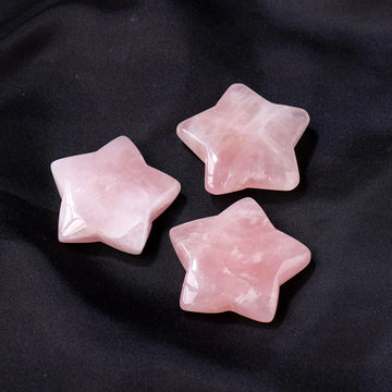 Natural Rose Quartz Star And Moon