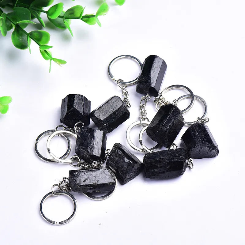 Natural Black Tourmaline Key Chain