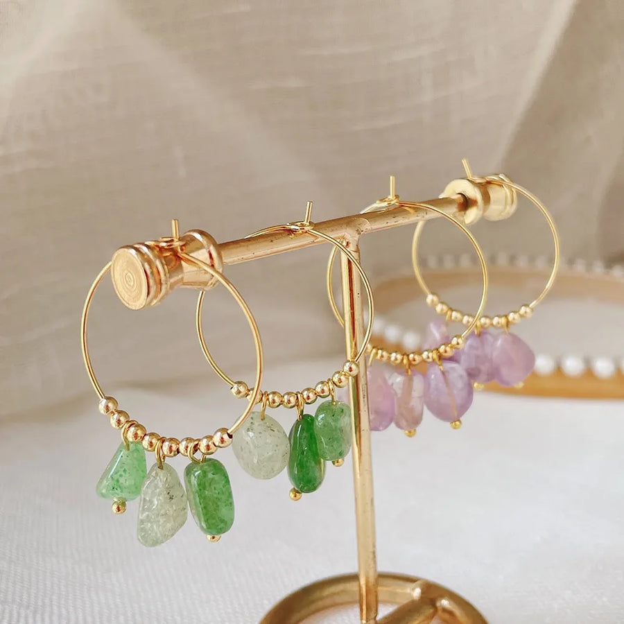 Natural Stone Hoop Earrings