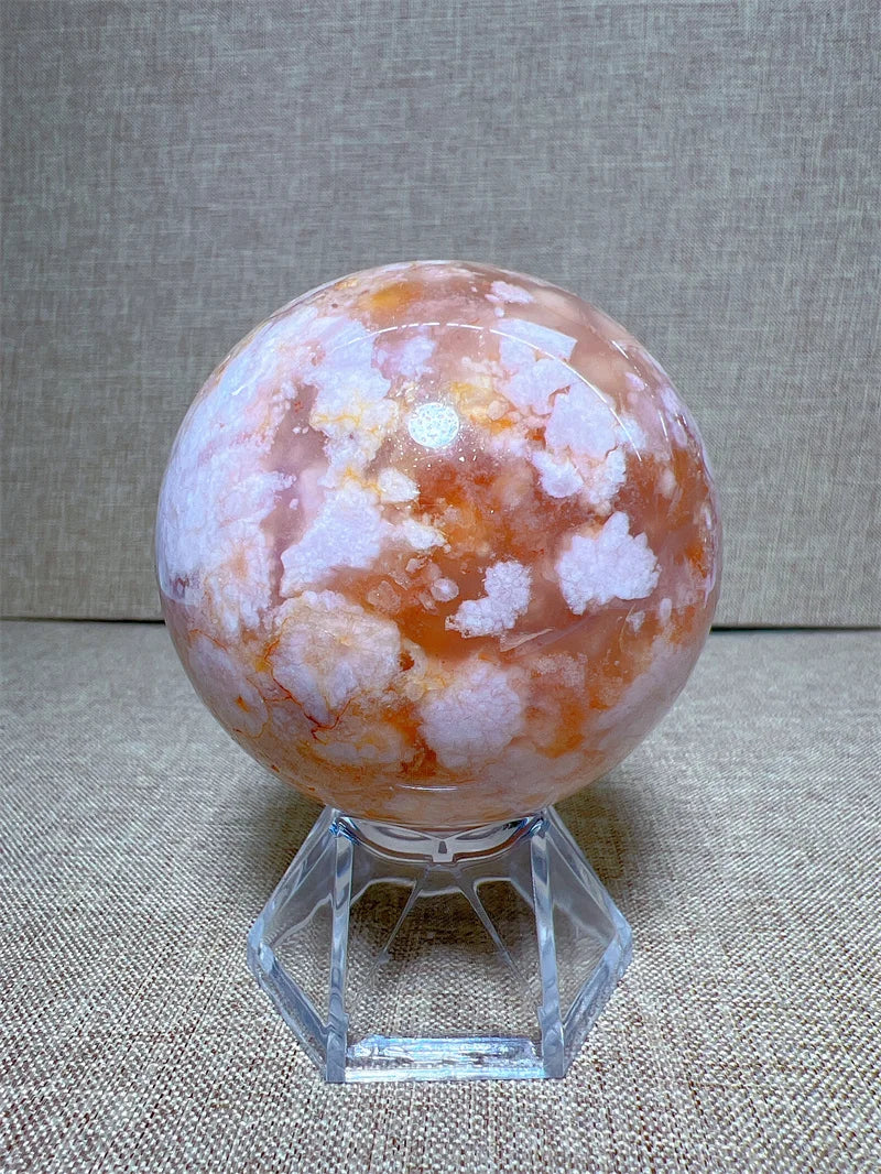 High Quality Natural Flower Agate Sphere