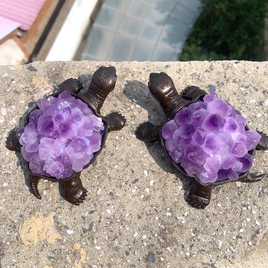 Natural Amethyst Cluster Turtle