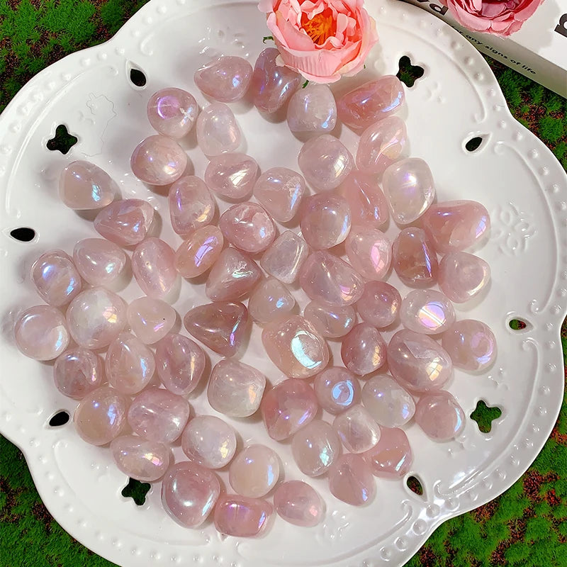 Natural Aura Rose Quartz Tumble