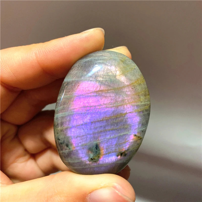 Natural Purple Flash Labradorite Palm Stone