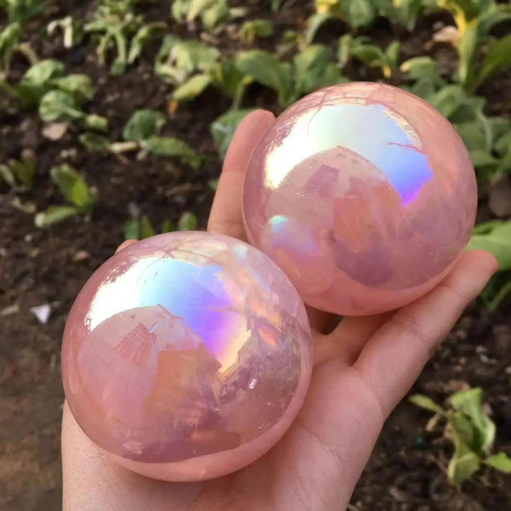 Natural Aura Rose Quartz Sphere