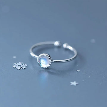 925 Sterling Silver Minimalist Moonstone Ring