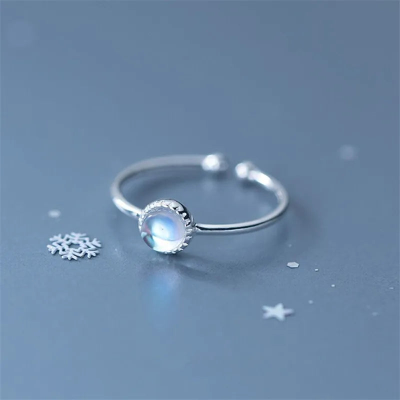 925 Sterling Silver Minimalist Moonstone Ring