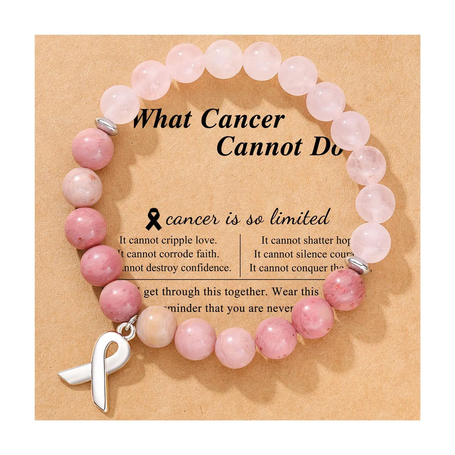 Breast Cancer Awareness Natural Stone Crystal Bracelet