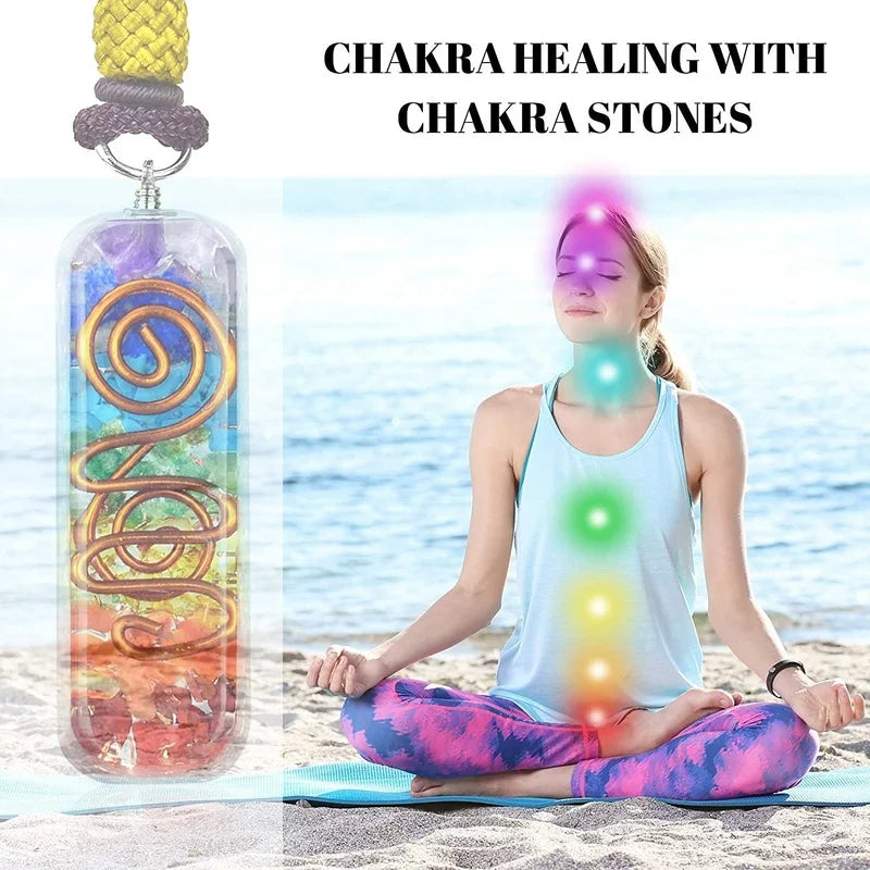 Retro Reiki Healing Energy Crystal Pendant Necklace 7 Chakra