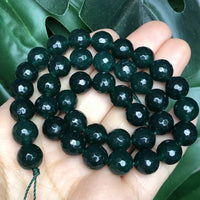 Natural Faceted Dark Green Chalcedony Bead