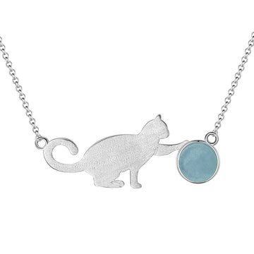 925 Sterling Silver Natural Aquamarine Necklace