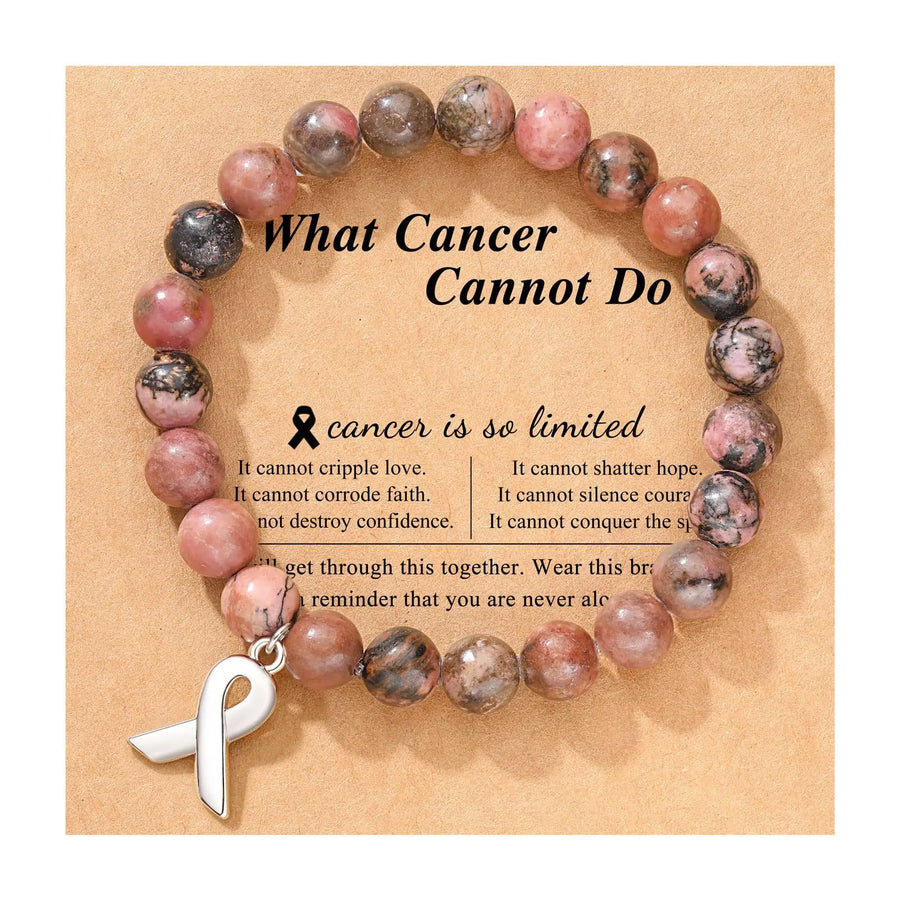 Breast Cancer Awareness Natural Stone Crystal Bracelet