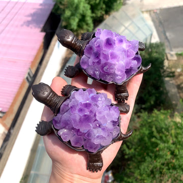 Natural Amethyst Cluster Turtle