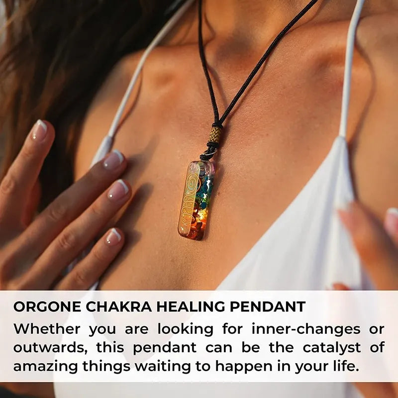 Retro Reiki Healing Energy Crystal Pendant Necklace 7 Chakra