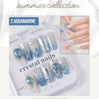 Aquamarine Crystal Chip Nail