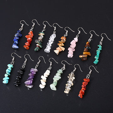 Gemstone Chip Dangle Earrings