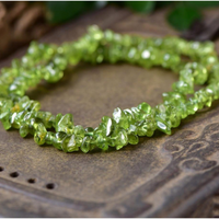 Peridot-Multi-Strand Gemstone Chip Bracelet