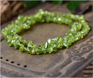 Peridot-Multi-Strand Gemstone Chip Bracelet