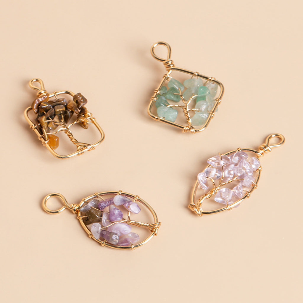 Gemstone Chip Wrapped Pendant