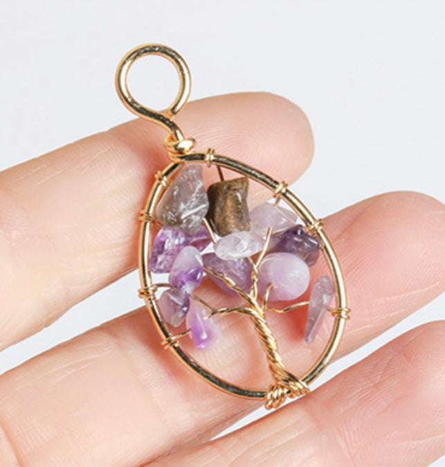 Gemstone Chip Wrapped Pendant