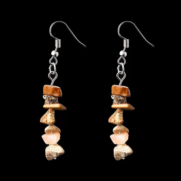 Gemstone Chip Dangle Earrings