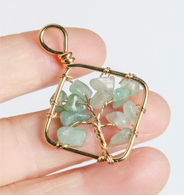 Gemstone Chip Wrapped Pendant